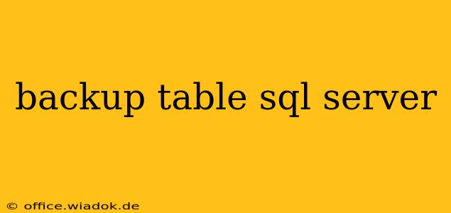 backup table sql server