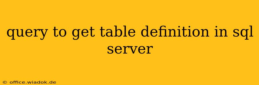 query to get table definition in sql server