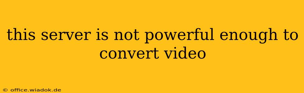 this server is not powerful enough to convert video